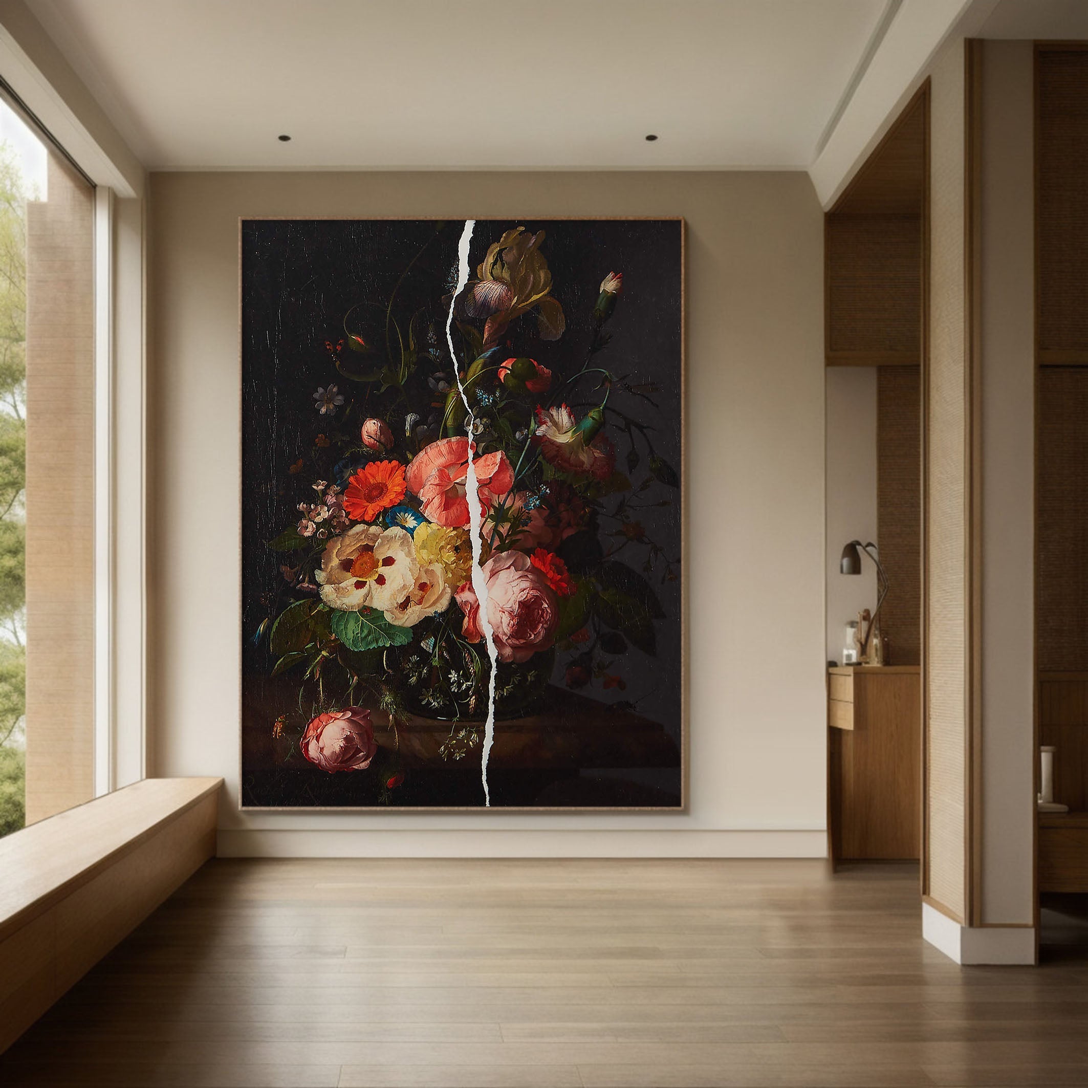 Dark Floral Oil Painting for Modern Homes #FT 059