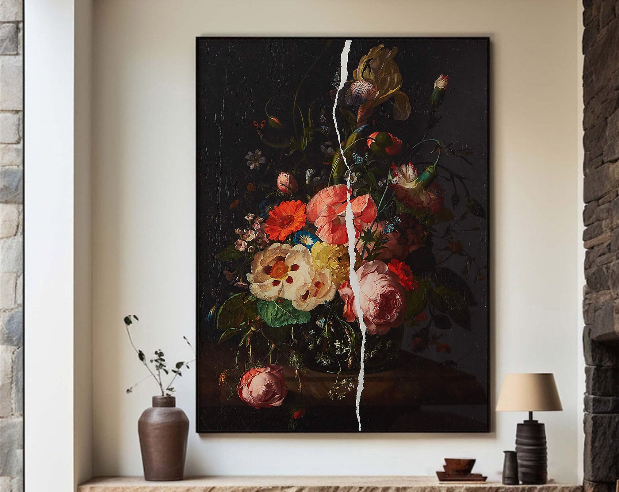 Dark Floral Oil Painting for Modern Homes #FT 059