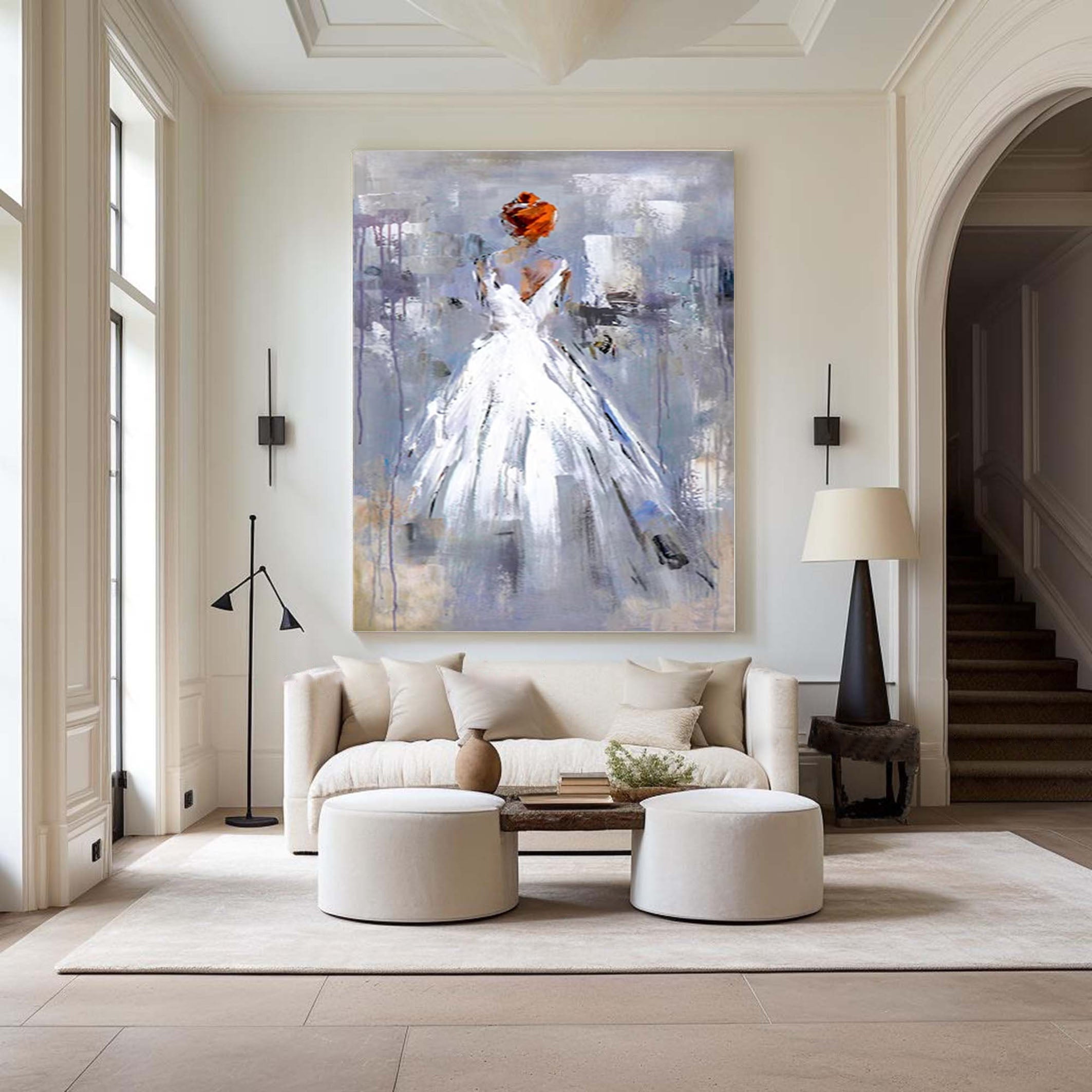 Abstract Wedding Dress Painting Modern Hand-Painted Wall Art #APP 015