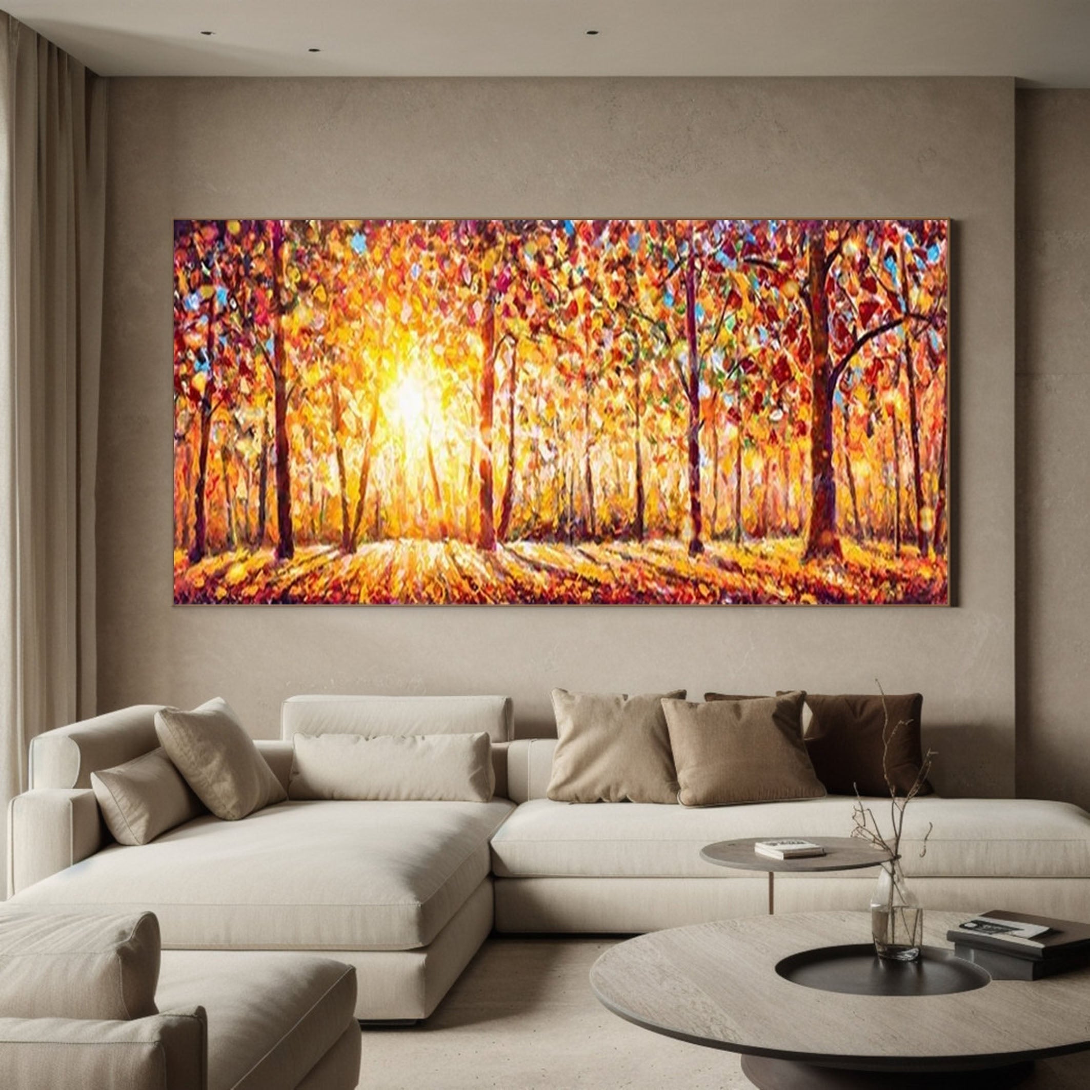 Autumn Whisper Large Colorful Forest Landscape Art #FT 041