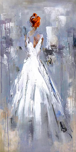 Abstract Wedding Dress Painting Modern Hand-Painted Wall Art #APP 015