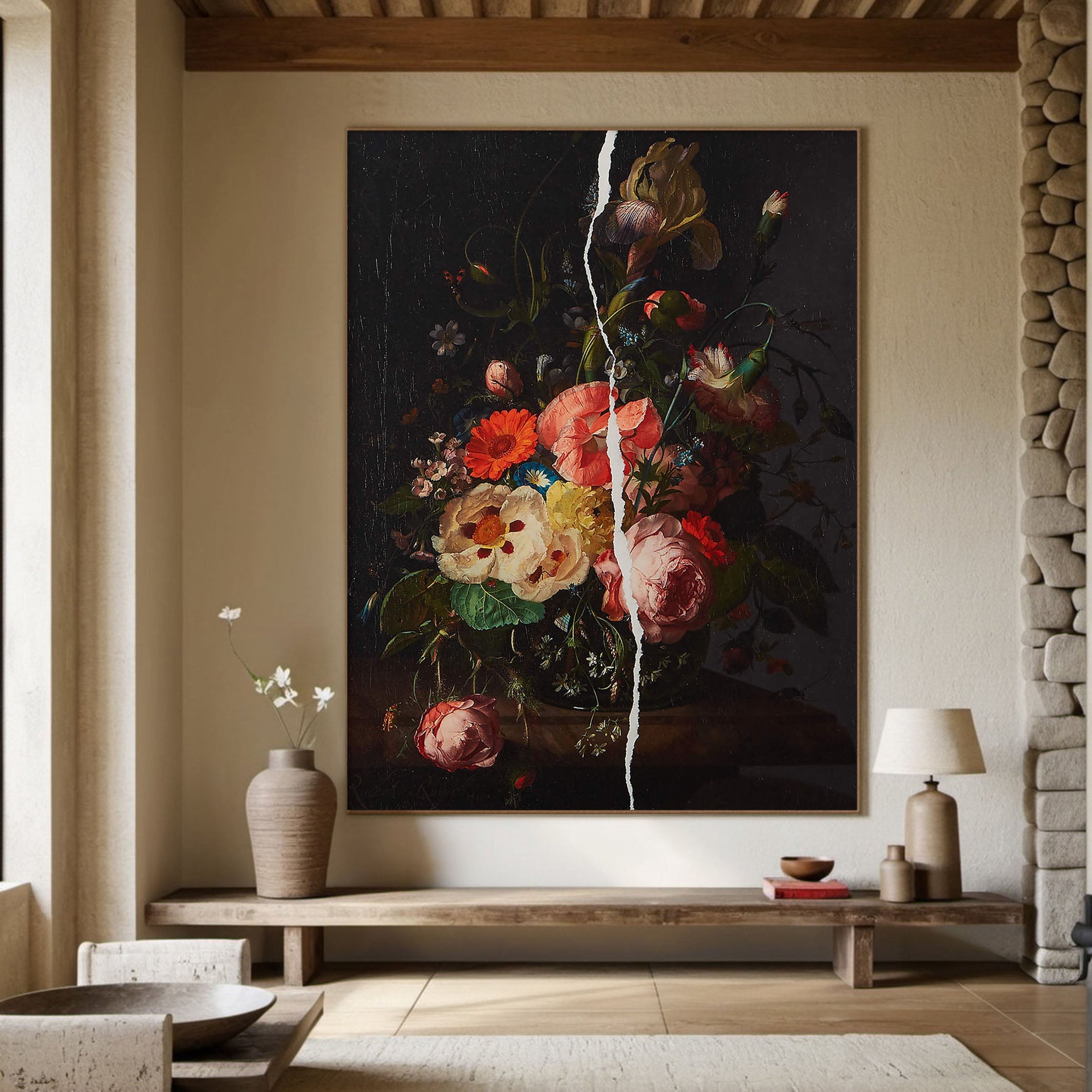 Dark Floral Oil Painting for Modern Homes #FT 059