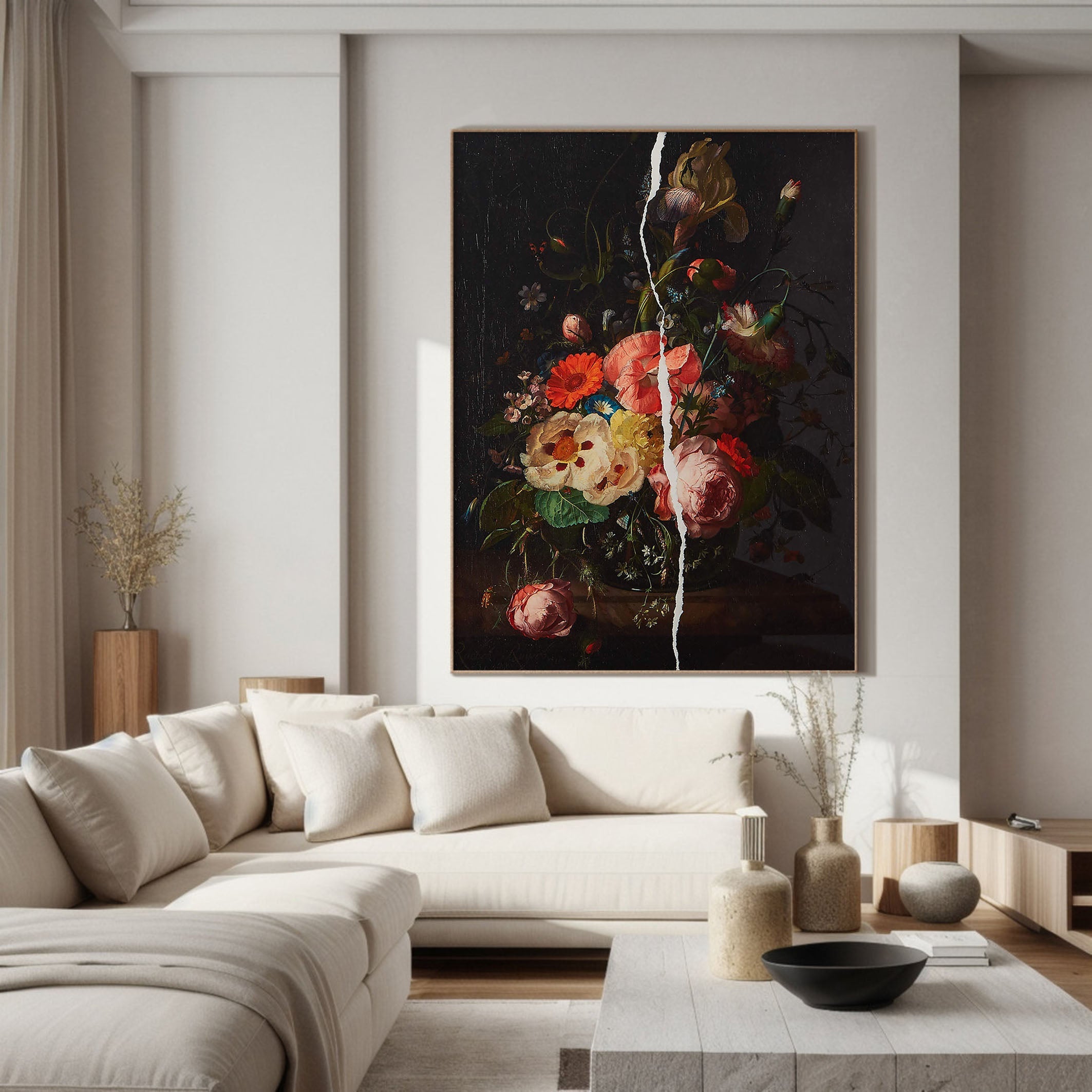 Dark Floral Oil Painting for Modern Homes #FT 059