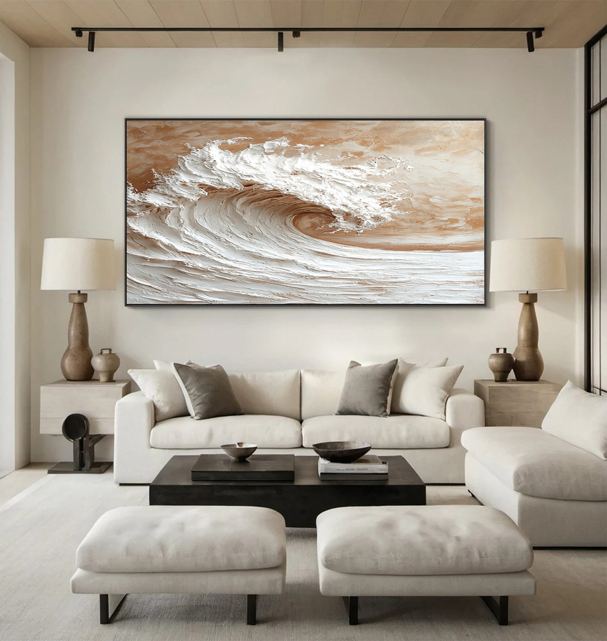 Large 3D Wave Art Textured Ocean Painting #AG 038