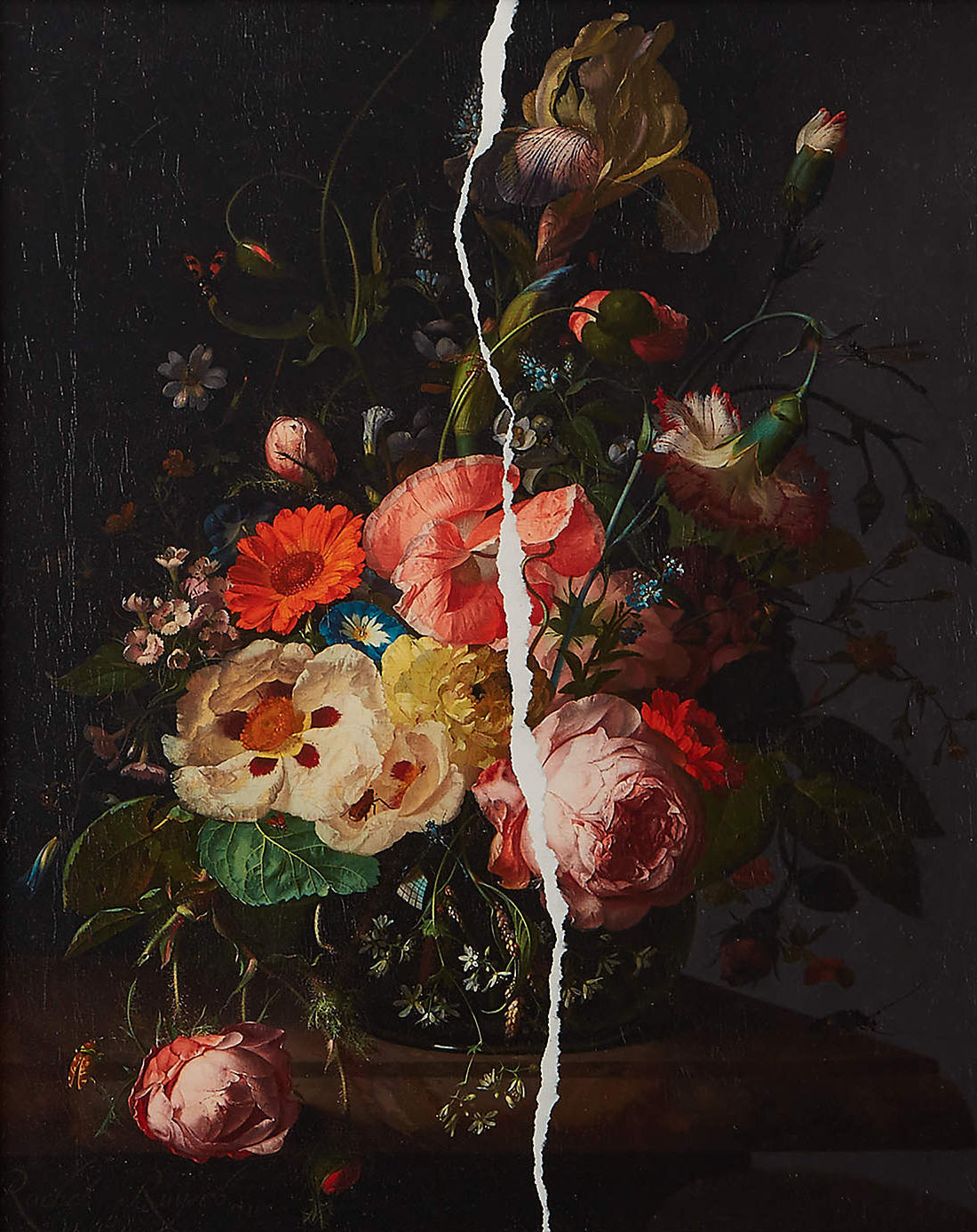 Dark Floral Oil Painting for Modern Homes #FT 059